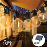 G40 string lights Solar Powered String Light 27 LED Bulbs Hanging Indoor Outdoor Garden Lights for Patio/Bistro/Cafe